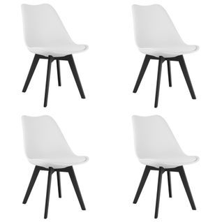 Chaise Mark - Blanc / Pieds Noirs X 4 60x50x50
