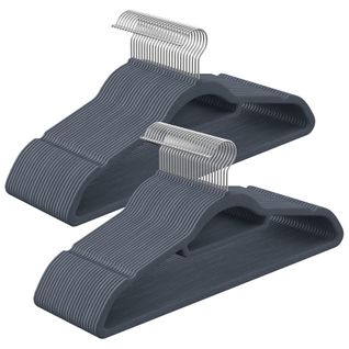 Cintres Velours Gris Clair, Lot De 20 - 43x7x31