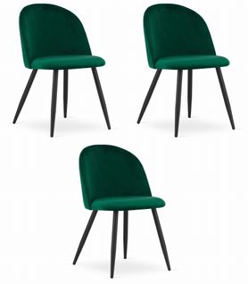 Chaise Bello - Velours Vert / Pieds Noirs X 3 73x51x67
