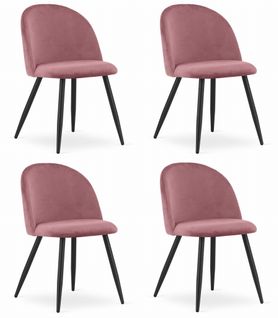 Chaise Bello - Velours Rose Foncé / Pieds Noirs X 4 73x51x70