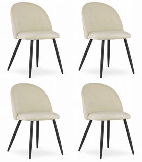Chaise Bello - Velours Beige/pieds Noirs X 4 73x51x70