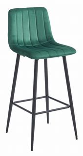 Tabouret De Bar Pozza - Velours Vert Foncé / Pieds Noirs X 1 60x55x60