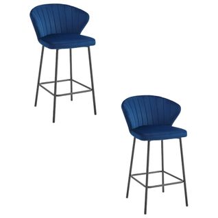 Hoker Gatta - Velours Bleu Marine/piètement Noir X 2 60x50x50