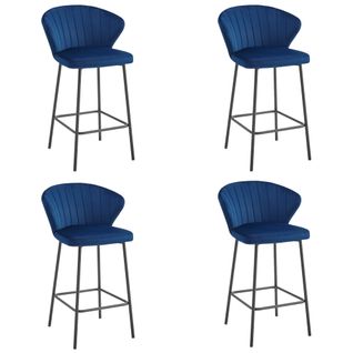 Hoker Gatta - Velours Bleu Marine/piètement Noir X 4 65x66x61