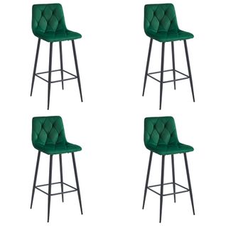 Tabouret De Bar Nado - Velours Vert Foncé/pieds Noirs X 4 73x62x46
