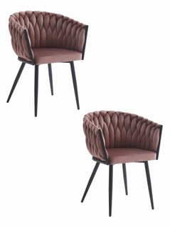 Chaise Orion - Velours Rose Foncé / Piètement Noir X 2 70x44x66
