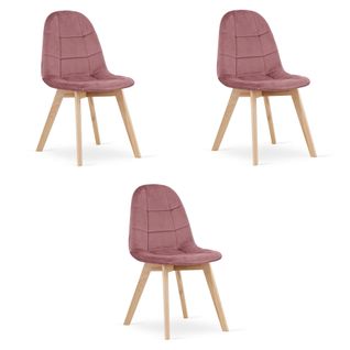 Chaise Bora - Velours Rose Foncé X 3 60x50x50