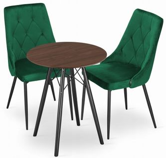 Ensemble Table Ronde Todi 60 Frêne + 2 Chaises Imola Vertes - 60x60x75