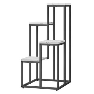 Présentoir Pour Plantes 4 Niveaux - Marbre/pieds Noirs - 78x9x41