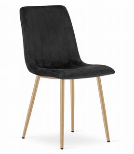 Chaise Lava - Velours Noir / Pieds Couleur Bois X 1 60x50x40