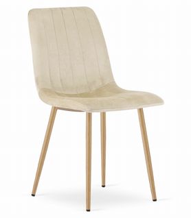 Chaise Lava - Beige Clair Velours / Pieds Couleur Bois X 1 60x50x40