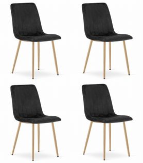 Chaise Lava - Velours Noir/pieds Couleur Bois X 4 67x58x59