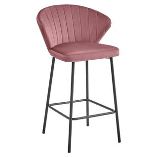 Tabouret Gatta - Velours Rose Foncé / Pieds Noirs X 1 60x50x50