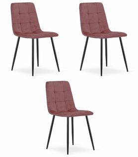 Chaise Kara - Velours Rose/pieds Noirs X 3 67x58x59
