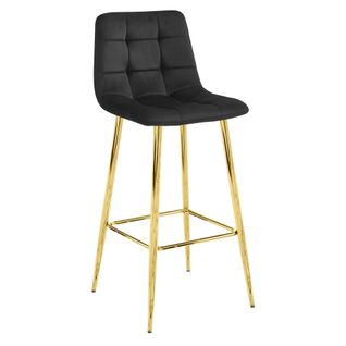 Tabouret De Bar Arceto - Velours Noir/pieds Dorés X 1 60x55x60