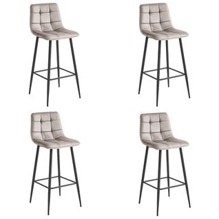 Hoker Arceto - Velours Beige Foncé / Pieds Noirs X 4 73x46x62