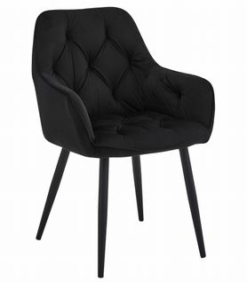 Chaise Jork - Velours Noir/pieds Noirs X 1 60x50x50