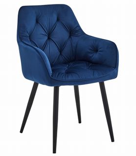 Chaise Jork - Velours Bleu Marine/pieds Noirs X 1 60x50x50