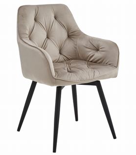 Chaise - Velours Beige Foncé/pieds Noirs X 1 60x50x50