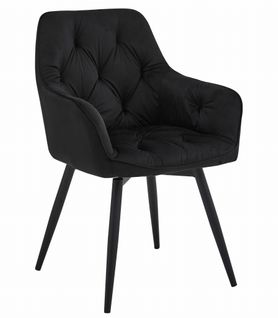 Chaise - Velours Noir/pieds Noirs X 1 60x50x50