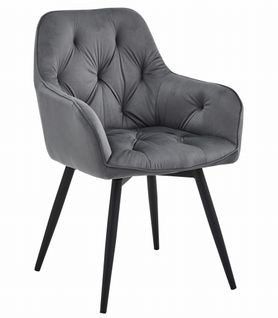 Chaise - Velours Gris Foncé/pieds Noirs X 1 60x50x50