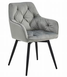 Chaise - Velours Gris Argenté/pieds Noirs X 1 60x50x50