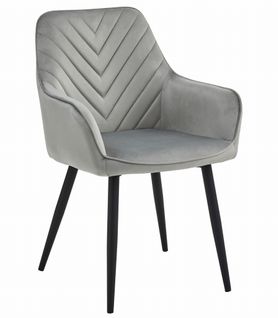 Chaise Nana - Velours Gris Argenté/pieds Noirs X 1 60x50x50