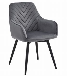 Chaise - Velours Gris Foncé / Pieds Noirs X 1 60x50x50