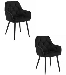 Chaise Jork - Velours Noir/pieds Noirs X 2 66x51x58