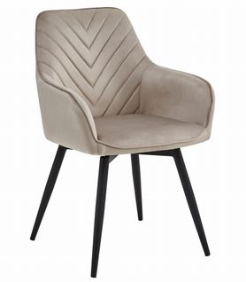 Chaise - Velours Beige Foncé / Pieds Noirs X 2 66x51x58