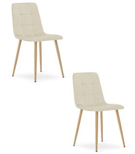 Chaise Kara - Velours Beige Clair / Pieds Couleur Bois X 2 60x50x50