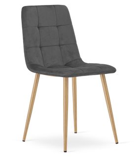 Chaise Kara - Velours Gris Foncé / Pieds Couleur Bois X 1 61x41x52