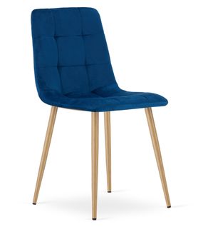 Chaise Kara - Velours Bleu Marine/piétements Aspect Bois X 1 61x41x52