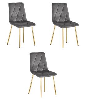 Chaise Libra - Velours Gris Foncé / Pieds Couleur Dorée X 3 60x56x58