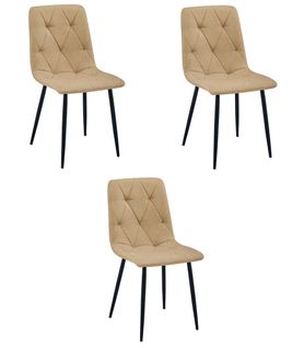 Chaise Libra - Tissu Brun / Pieds Noirs X 3 60x56x58