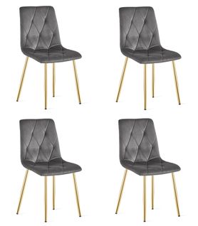 Chaise Libra - Velours Gris Foncé / Pieds Couleur Dorée X 4 68x59x58