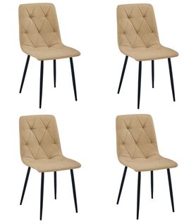 Chaise Libra - Tissu Brun / Pieds Noirs X 4 68x59x58