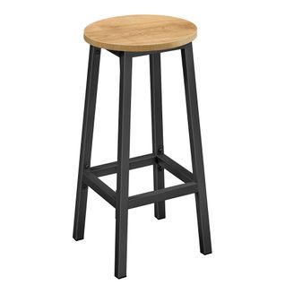 Tabouret De Bar - Chêne / Pieds Noirs 67x8x35