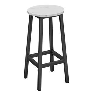 Tabouret De Bar - Marbre / Pieds Noirs 67x8x35