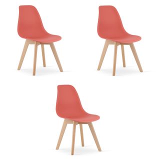 Chaise Kito Cinabre/pieds Naturels X 3 60x50x50