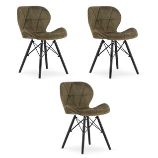 Chaise Lago Velours - Brun/pieds Noirs X 3 60x50x50