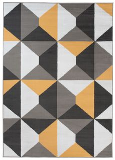 Tapis Salon Rectangle Jaune Gris Blanc Géométrique Fin Maya 160x230