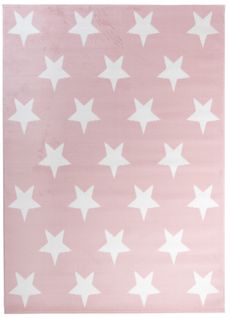 Tapis Chambre Enfant Rose Blanc Etoiles Fin 180 X 250 Cm Pinky