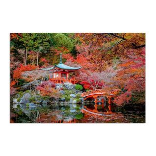 Tableau Jardin à La Japonaise 50 X 70 Cm Rouge