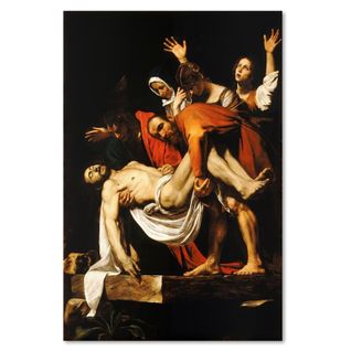Tableau Reproduction Photo Du Caravage - Descente De Croix 70 X 100 Cm Marron