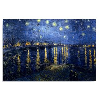 Tableau Reproduction Photo De V. Van Gogh - Nuit Étoilée Sur Le Rhône 40 X 60 Cm Bleu