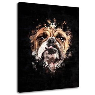 Tableau Bulldog Anglais 40 X 60 Cm Noir