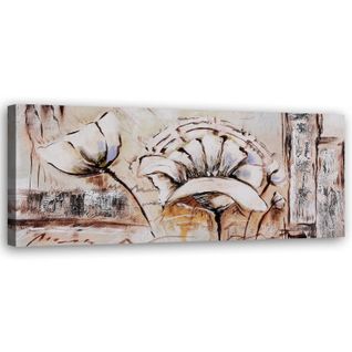 Tableau Fleurs Abstraites 120 X 40 Cm Beige