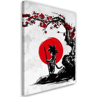 Tableau Dragon Ball Son Goku Sous Un Cerisier I 60 X 90 Cm Rouge