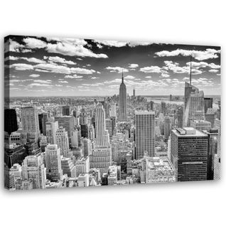 Tableau Ville En Noir Et Blanc 120 X 80 Cm Noir